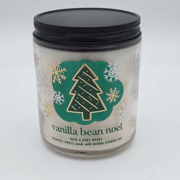New Bath & Body Works Vanilla Bean Noel Candle 7 oz. Single Wick Jar Lid XMAS - Picture 1 of 4
